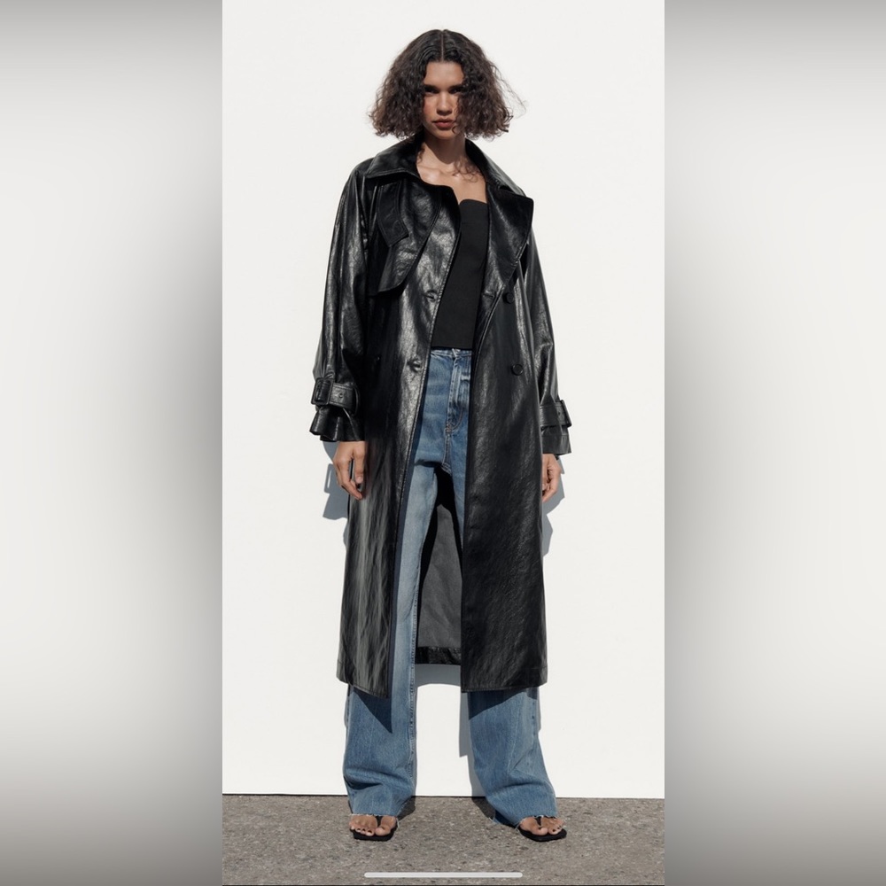 Zara Belted Faux Leather Trench